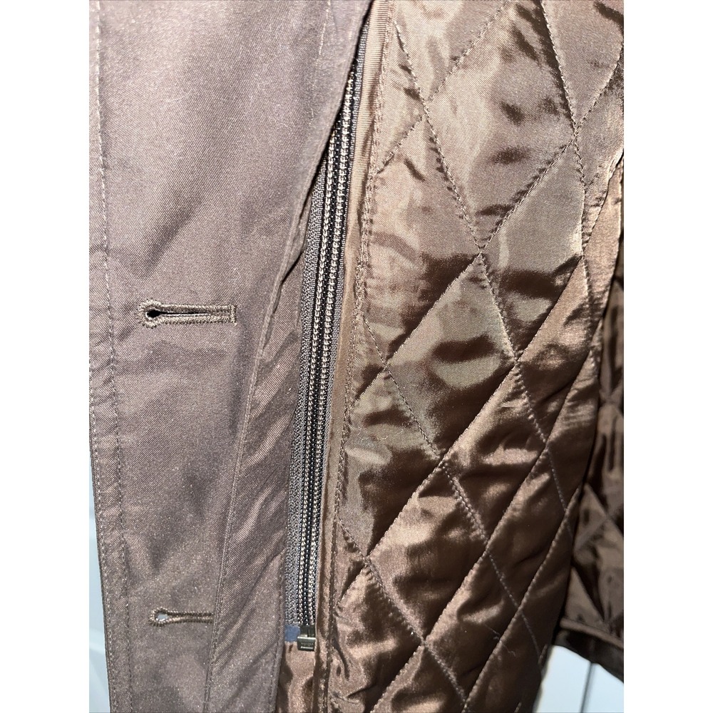Lands End Brown Button Front Weatherproof Water Resistant Lined Raincoat M 10/12 - Picture 5 of 8